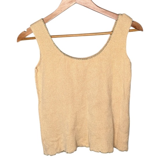 ST. JOHN Vintage 70s Santana Knit Gold Trimmed Cardigan Sweater Tank Set - Picture 4 of 15